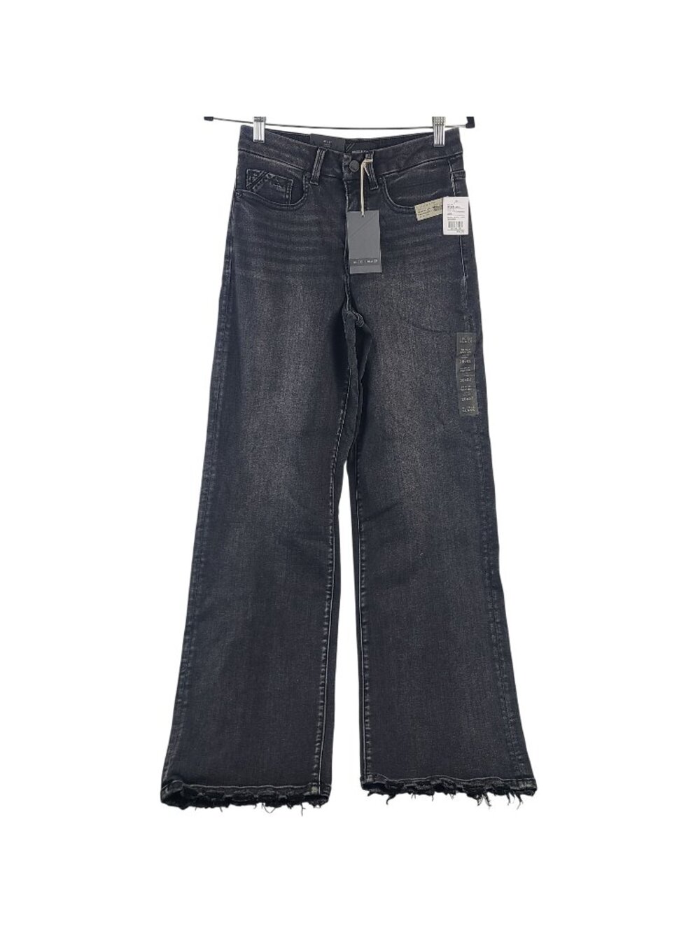 NEW Buckle Black Women's High Rise Wide Leg Jeans 28R Black Raw Hem